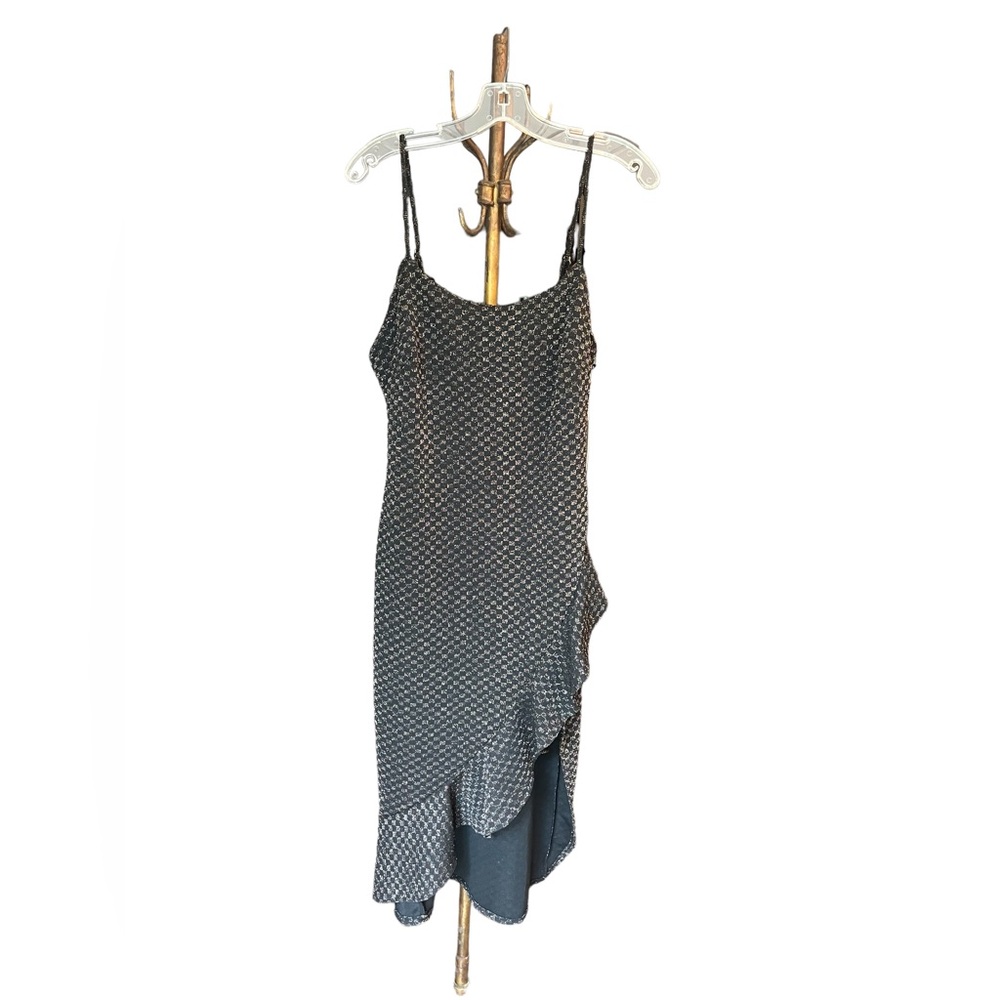 Blashe Dress Black and Gold Ruffle NWT Size L
